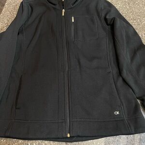 Calvin Klein Black Knit Full Zip Sweater Size XL in EUC Cozy Warm CK Layer Heavy